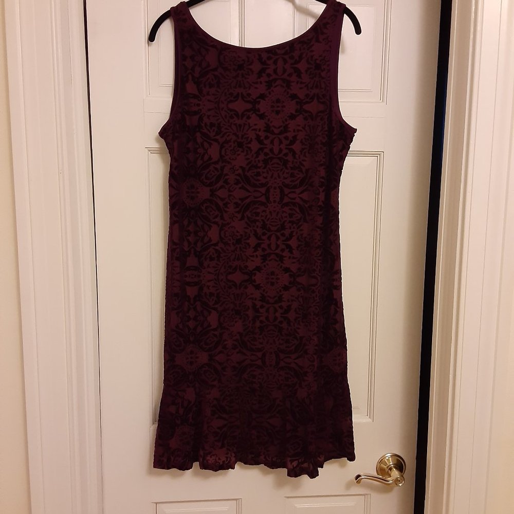 WHBM Plum Velvet Burnout Dress (M)